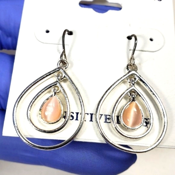 Croft & Barrow Silver tone Double Hoop Blush Pink 1.5"  Earrings - 2/$30 Jewelry - Picture 1 of 7